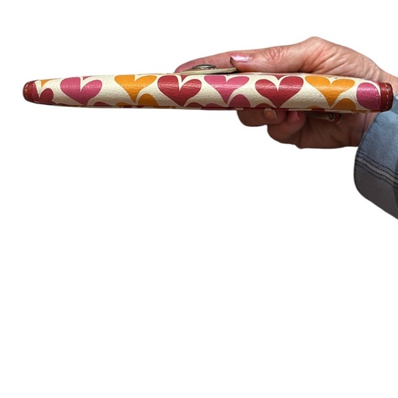 Fossil Red Wallet. Pink & Orange Hearts. Lining Pink Polka Dot. Leather. Rare - Picture 8 of 14